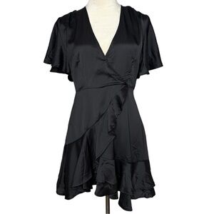 Saints + Secrets Black Faux Wrap Dress